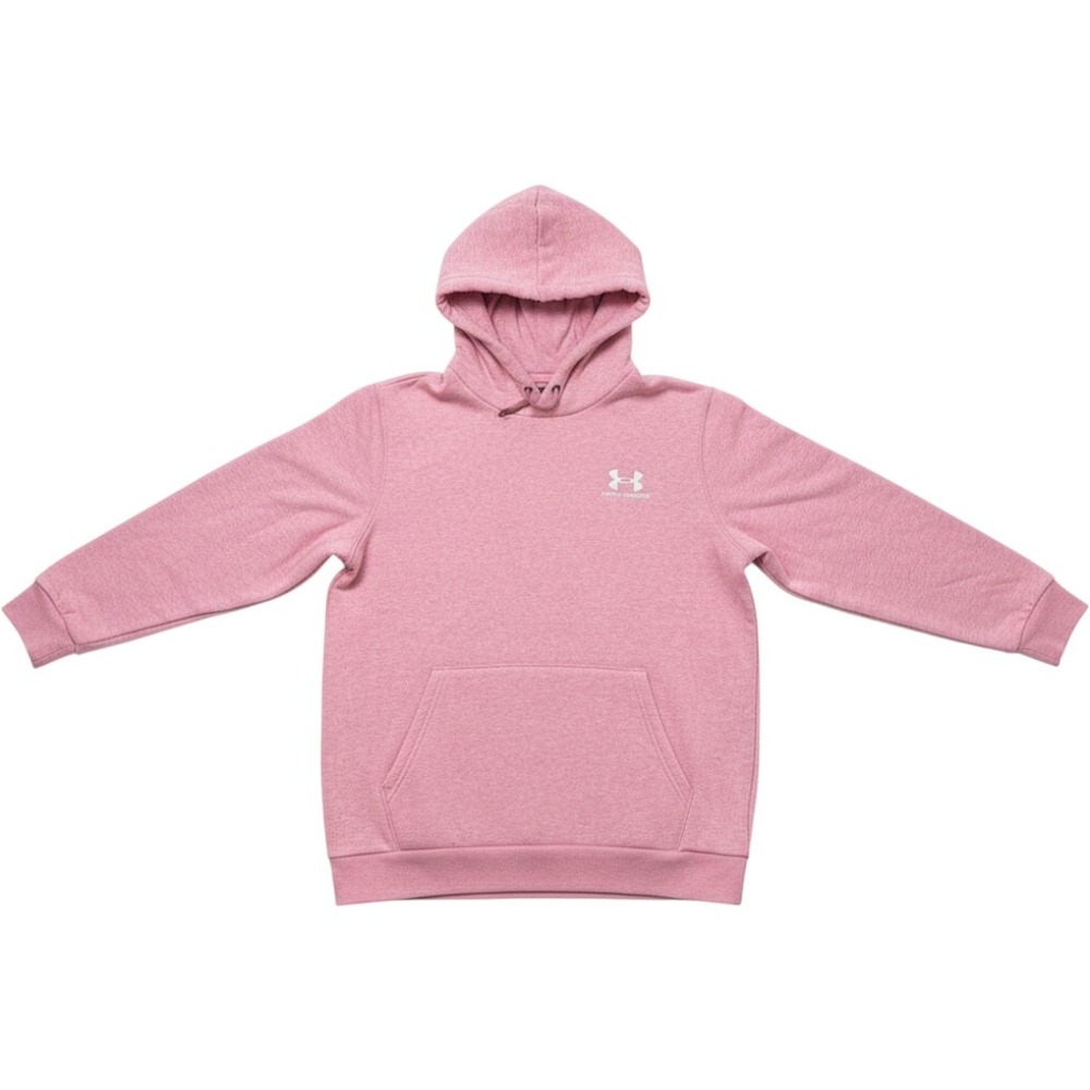 Under Armour Rival Fleece Hoodie Logo Pocket Pink Medium Cotton 2023 Womens